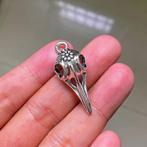 12pcs 37x15mm Bird skull Charms Pendants Antique Silver Tone Jewelry Making DIY Bracelet Necklace Handmade Craft