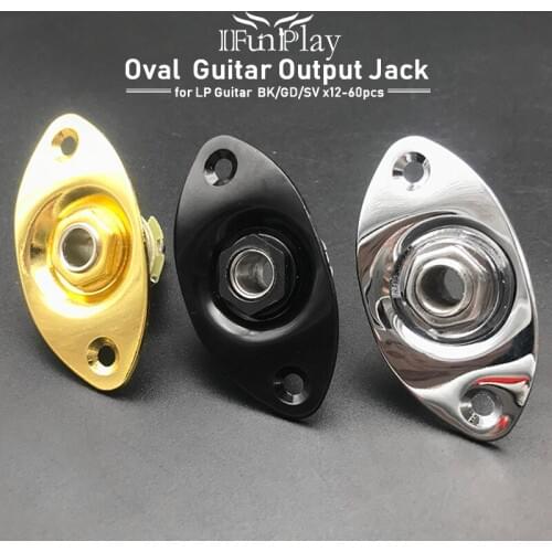 12Pcs Oval Electric Bass Guitar Output Input Jack Socket Cover Plate with 2 Mounting Screws for LP Electric Guitar