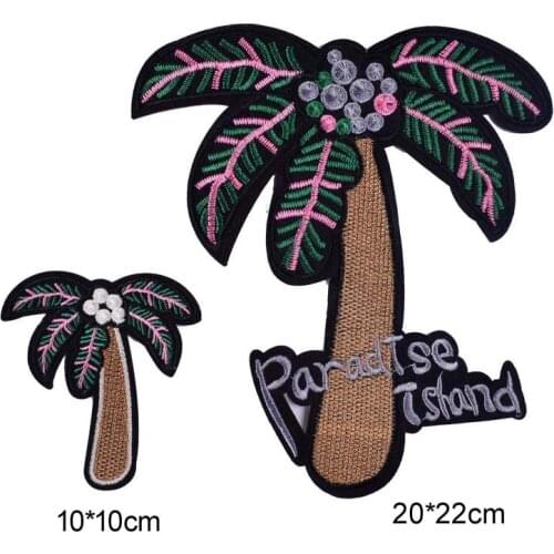 2Pcs Coconut Tree Patches Iron on Patch for Jackets Hats DIY Garment Accessories Palm Sequined NL267