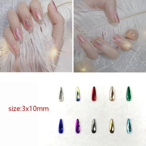 30/100Pcs Nail Art Rhinestone 3x10mm Water Drop Flatback Glass Crystal Shiny For Nail DIY Decoration Rhinestone
