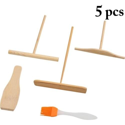 5Pcs/Set T-Shaped Pancake Utensils Crepe Non-Stick Wooden Spreader And Spatula Rake Spreading Pie Pancake Tools