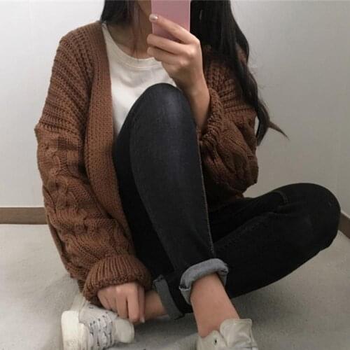 70% Dropshipping!2021 New womens cardigan jacket pocket sweater long womens warm sweater knitted women sweater winter