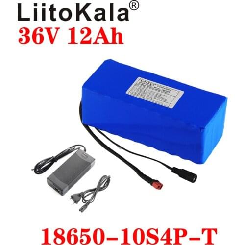 LiitoKala 36V 12AH Electric Bike Battery Built in 20A BMS Lithium Battery Pack 36 Volt with 2A Charge Ebike Battery