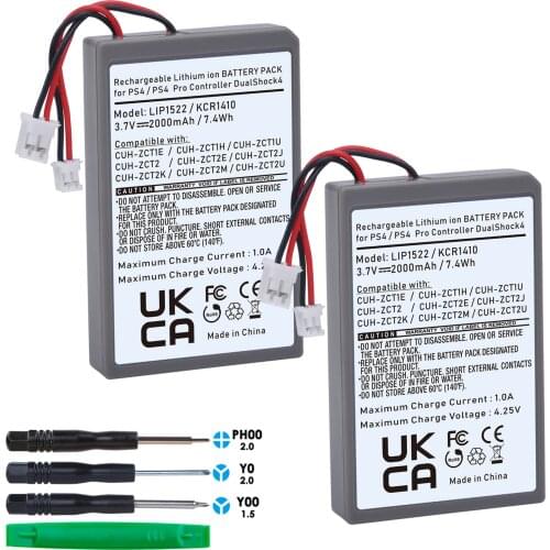 2x 2000mAh LIP1522 Battery for Sony PS4 PS4 pro Dualshock 4 CUH-ZCT1E CUH-ZCT1H CUH-ZCT1U CUH-ZCT2 CUH-ZCT2U Wireless Controller