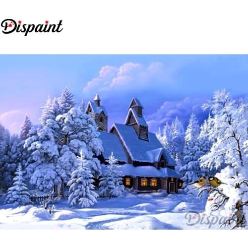 Dispaint Diamond Painting Full Square/Round Drill 5D DIY"House snow scene"Daimond Embroidery Rhinestone Cross Stitch DecorA11061
