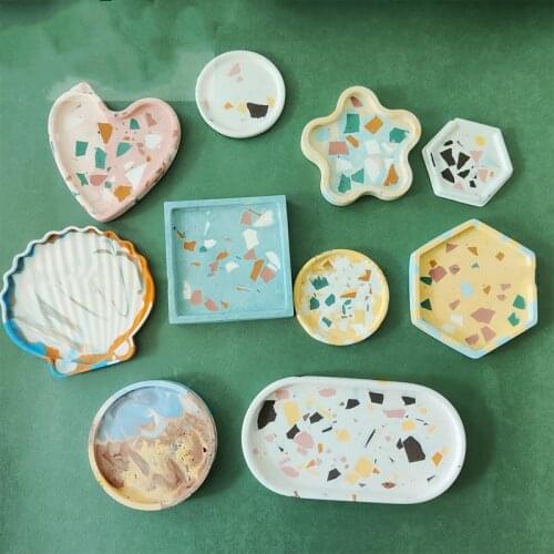 Base Tray Silicone Mold Large Size Round Tray Concrete Mold Terrazzo Round Plate Concrete Epoxy Clay Plaster Mold