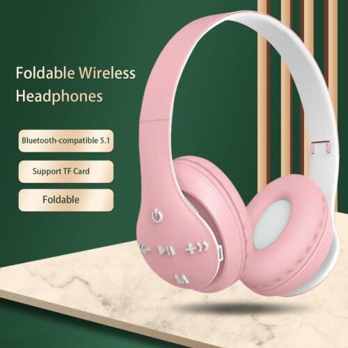 ST93 Wireless Headphones Foldable Support TF Card ABS Portable Bluetooth-compatible 5.1 Macaron Headsets for Sports