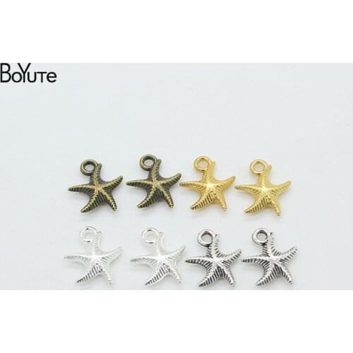 BoYuTe Wholesale (80 Pieces/Lot) Metal Alloy 16*14MM with 2MM Hole Starfish Charms for Jewelry Making Diy Hand Made Accessories