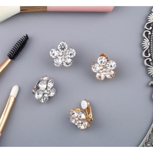 Flower multicolor Brass micro pave cz zircon cubic zirconia Ear clip cuff Earrings no piercing copper gold plated crystal iik4