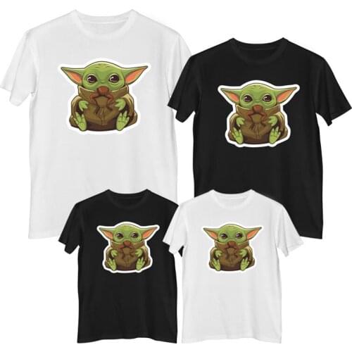 Disney Star Wars The Mandalorian baby yoda T shirt 100% cotton Mens Women tee shirt Clothes for kids family matching clothes