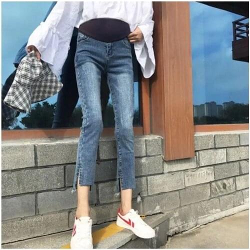 Maternity Jeans Pants Spring Autumn Fashion Slim Solid Split Denim Pants for Pregnant Women Pregnancy Trousers Maternity Clothes