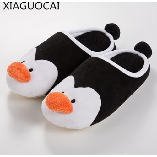 Winter family cotton Slippers Penguin warm Soft Fur Plush House Indoor Shoes for parents Gilrs Boys Childrens Slippers A76 27
