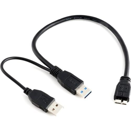 USB 3.0 Dual Power Y Shape 2 X Type A to Micro B Super Speed Cable External Hard Drives Extension Wire Connector SP99