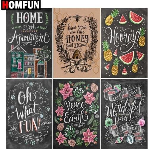 HOMFUN Paint With Diamond Embroidery "Text landscape" Diamond Painting Full Square Round Picture Of Rhinestone Decor