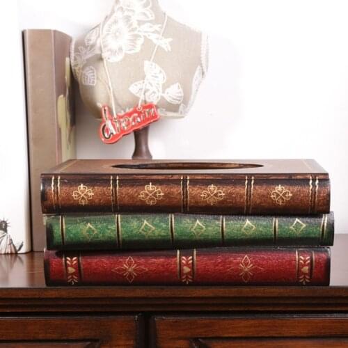 Creative Retro Style Book Tissue Box Luxurious Box Europe Retangle Napkin Paper Holder Ring Tissue Storage Box