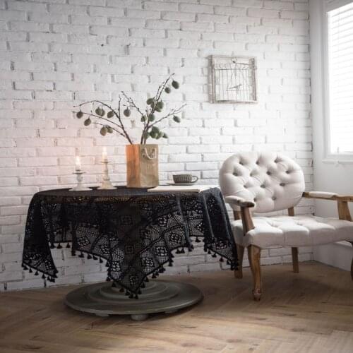 Lace Jacquard Table Cloth Round Black Desk Cover Coffee Table For Living Room Party-Decoration Manteles De Mesa