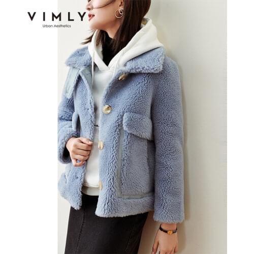 Vimly 2020 Womens Faux Fur Coat Elegant Single Breasted Pockets Solid Winter Jackets Vintage Female Outdoor Outwear F3711