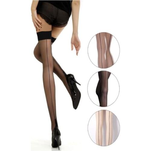 2020 New Woman Sexy Stockings Sexy Lingerie Retro Back Line Seam Japan Style Thigh High Medias Transparent Shine Stockings