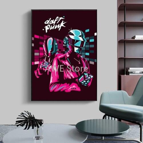 Helmet Mask Daft Punk Music band Wall Art Canvas Painting Print Posters and Print Pictures for Living Room Home Aesthetic Decor