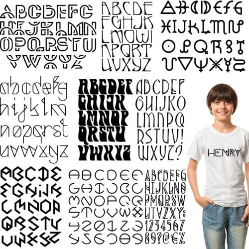 Alphabets letters Different fonts Manualidades Stickers on fabric DIY Appliques Chest badges Stickers on fabric