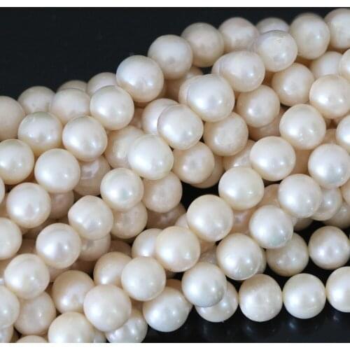 Natural freshwater cultured white 7-8mm nearround pearl loose beads elegant women fashion gifts diy jewelry making 15inch B1324