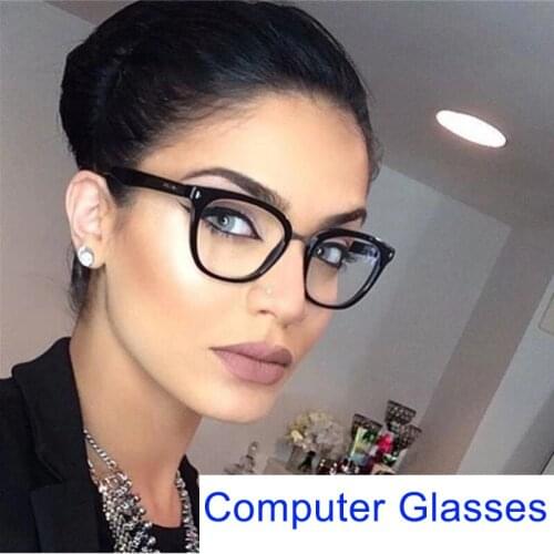 High Fashion Transparent Blue Light Glasses Women Men Black Square Myopia Nerd Reading Eyeglasses Frame Computer Glasses Vintage