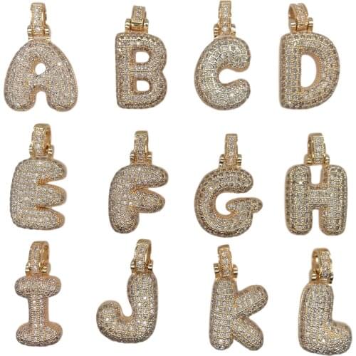 Letter Cubic Zirconia Pave A-Z Alphabet Pendant Necklace Jewelry Gifts For Men Women Hip Hop Gold Chain Jewelry