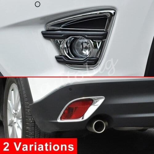 Front + Rear Fog Lamp Light Cover Kit For Mazda CX-5 2016 CX5 Chrome Decoration Moldings