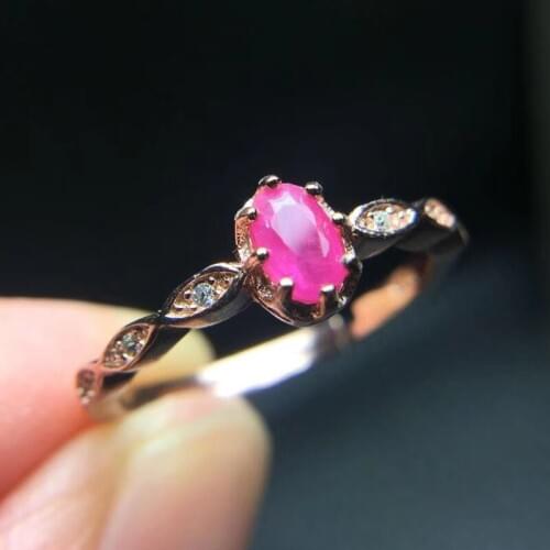 Per jewelry Simple small style ring Natural real ruby Free shipping 0.35ct gemstone 925 sterling silver T2061814