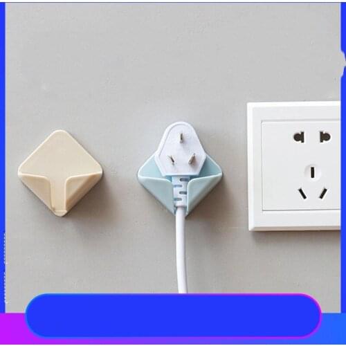 Plug hook punch-free strong power transparent paste wire kitchen socket storage rack creative