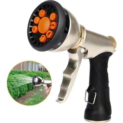 Garden Hose Sprayer Nozzle,9 Multifunctional Adjustable Patterns Heavy Duty Metal Hose Nozzle Gun