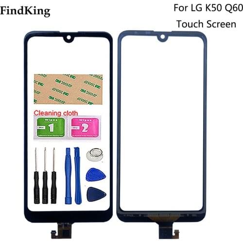 Mobile Touch Screen For LG K50 Q60 Front Glass Digitizer Panel Lens Sensor Part TouchScreen Tools 3M Glue