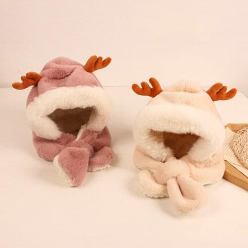 2021 Toddler Baby Hats Winter Warm Thicken Fur Soft Cotton Girls Boys Hats Caps With Ear Cute Infant Lovely Beanie Scarf Caps