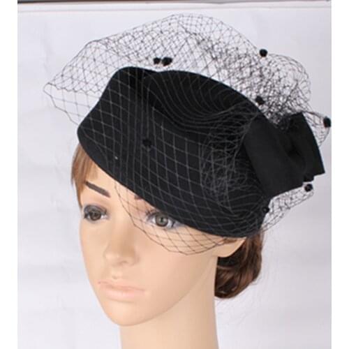 Fashion Black High Quality Fascinator Hats Base With Birdcage Veil Bridal Veils Occasion Hair Accessories Cocktail Hats MYQ136