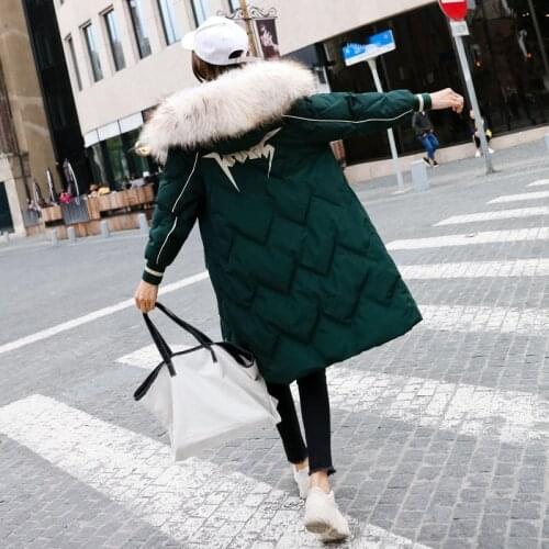 Quilted Cotton Cloth Womens Loose Thick Winter New Style Large Fur Collar Cotton-Padded Clothes Slim-Looking Printed Jacket
