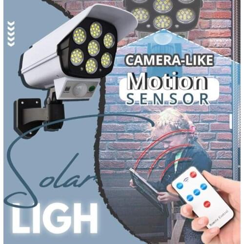 Solar Led Light Motion Sensor Spotlight Outdoor Wall Lamp Security Simulation Fake Dummy Camera Adjustable Rotation LED For Stre