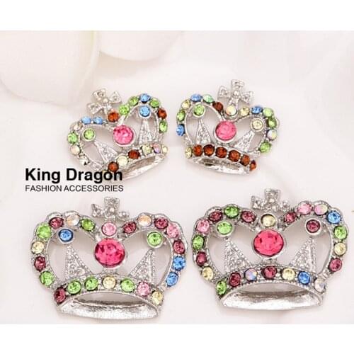 Colorful Rhinestone Crown Embellishment Used On Decoration 19MM or 29MM 10pcs/lot Nickel Color Flat Back KD22