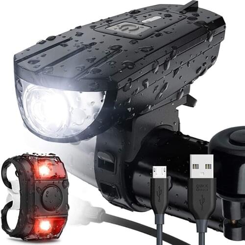Bicycle USB Rechargeable Bicycle Light Set Wide Beam Bike Lamp LED with 360 ° Rotary Detachable Waterproof Anti-fall MTB Lamp