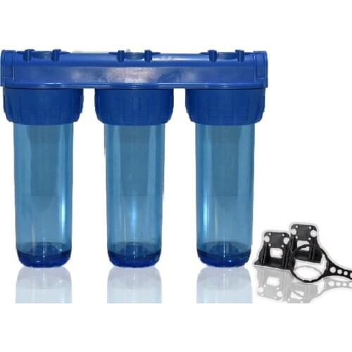 High Quality! 10 ''Transparent three Stage Whole House Water Filtration System Without Filter ,3/4 "Inlet & Outlet