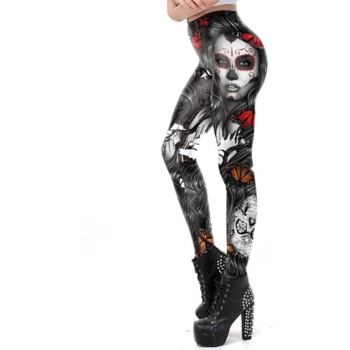 Push Up Women Leggings Skull Print Skinny Slim High Waist Yo ga Pants Joggng Ladies Workout Fitness Legging