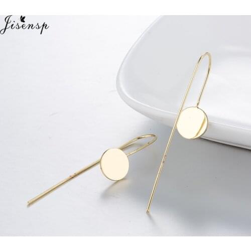 Jisensp Simple Fashion Geometric Hanging Earrings for Women Ear Climbers Jewelry Gift Tiny Round Long Stud Earrings