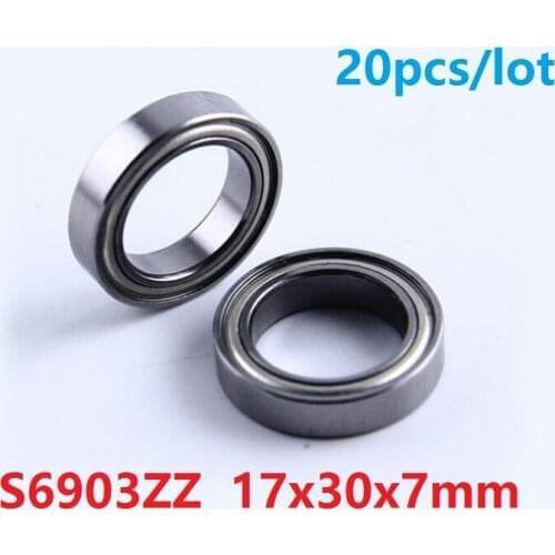 20pcs/lot ABEC-5 S6903ZZ S6903 ZZ ball bearing 17x30x7 mm Stainless Steel Deep Groove Ball Bearing 17*30*7