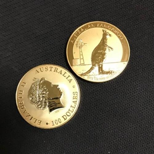 5 Pcs Non Magnetic The Kangroo 2012 coins brass core gold plated 32.6 mm Elizabeth collectible sourvenir art decoration Coin