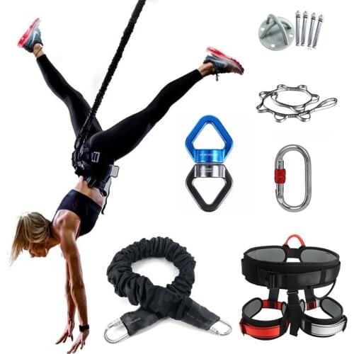Bungee jumping rope, anti gravity Yoga rope, resistance belt game, training, fitness, family gym
