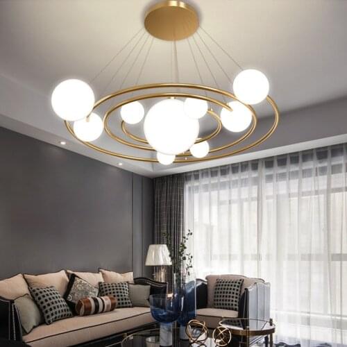 White Glass LED Pendant Lights Bedroom Livingroom Restaurant Hanglamp Free Styling G9 110-240V Gold Metal Home Decoration