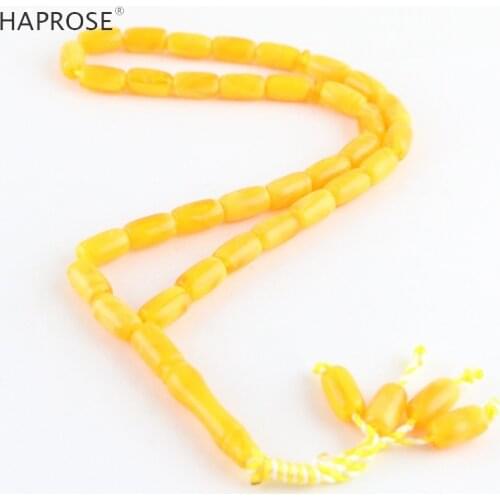 Islam chanting yellow beads bracelet 33 beads tasbih Muslim ara beads rosary 8*14mm beads father gifts