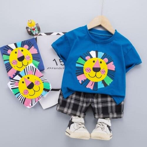 Children Cotton Baby Boys Girls Clothes Summer Cartoon Printe T-shirt Shorts 2Pcs/sets Infant Out Outfit Kids Toddler Tracksuits