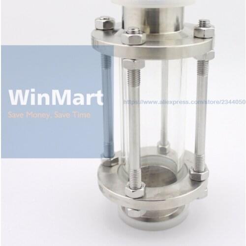 38mm 1.5" Tri Clamp Clover Sanitay Flow Sight Glass Diopter Fit 38mm Pipe OD 304 Stainless Steel Fitting Homebrew Diary Product