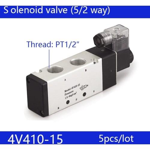 5pcs Free shipping good qualty 5 port 2 position Solenoid Valve 4V410-15,have DC24v,DC12V,AC24V,AC36V,AC220V,AC380V