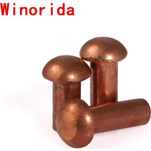 GB867-86 Semi-round Head Copper Rivet Copper Nail Solid Rivet Semi-round Rivet Copper Round Common Nail M2-M8 20PCS